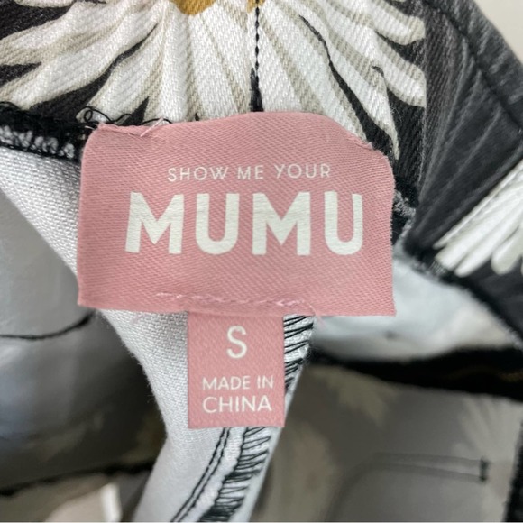 Show Me Your Mumu Black Daisy Print Rex Denim Mini Skirt Small - Picture 4 of 6